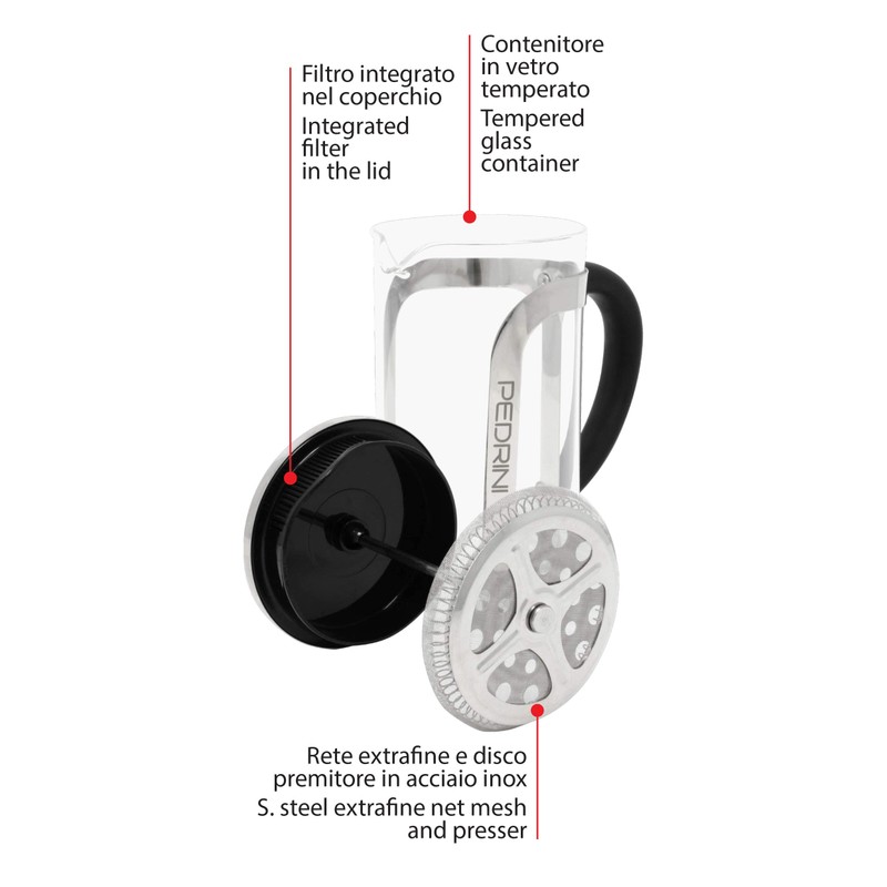 Pedrini Cappuccino Glass Steel Tea Infuser 350 ml