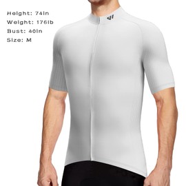Wulibike Men's Cycling Jerseys Short Sleeve Bike Biking Shirts Full Zip with Pockets Road Bicycle Clothing White