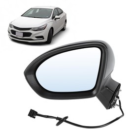 Motoforti 5Pin Left Driver Side Mirror Replacement for Chevy Cruze 16-19 Sedan/Hatchback Power Door Mirror Assembly Heated Glass Manual Fold Gloss Black Replace# GM1320542