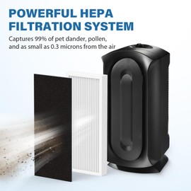 CFKREYA 990051000 True HEPA Replacement Filter Compatible with Hamilton Beach TrueAir Air Purifier 04383 04384 04385 04386, 2 True HEPA Filter & 6 Carbon Filters