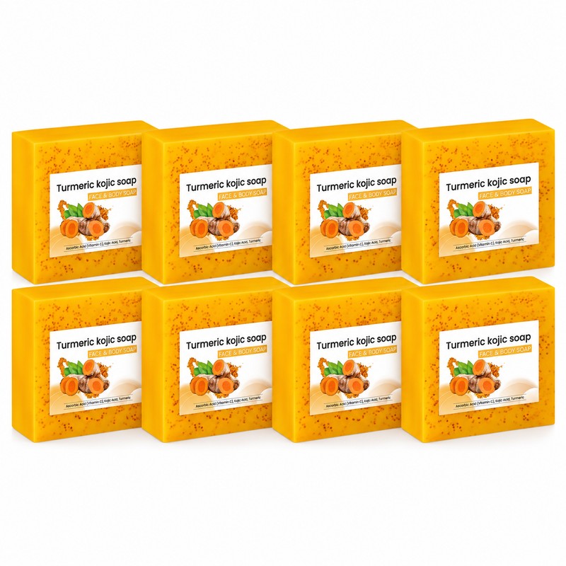 8-Pack Turmeric Lemon Kojic Acid Face & Body Soap Bars