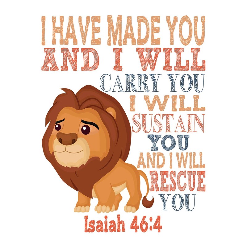 Lion King Christian Nursery Set of 4 Unframed Prints -