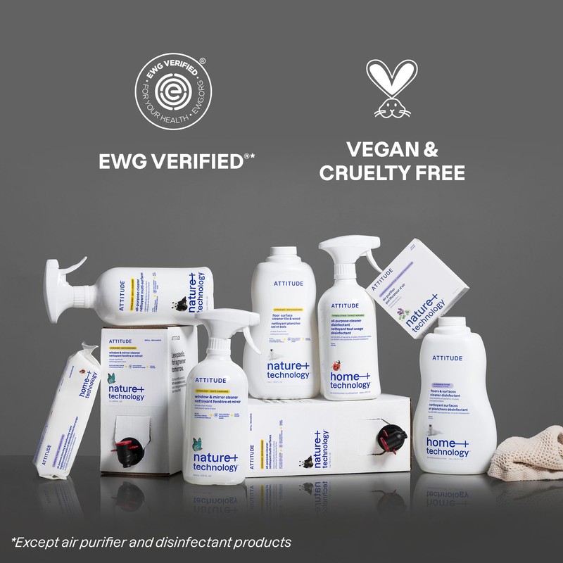 ATTITUDE All-Purpose Cleaner Refill, EWG Verified, Plant-Based & Vegan, Multi-Surface