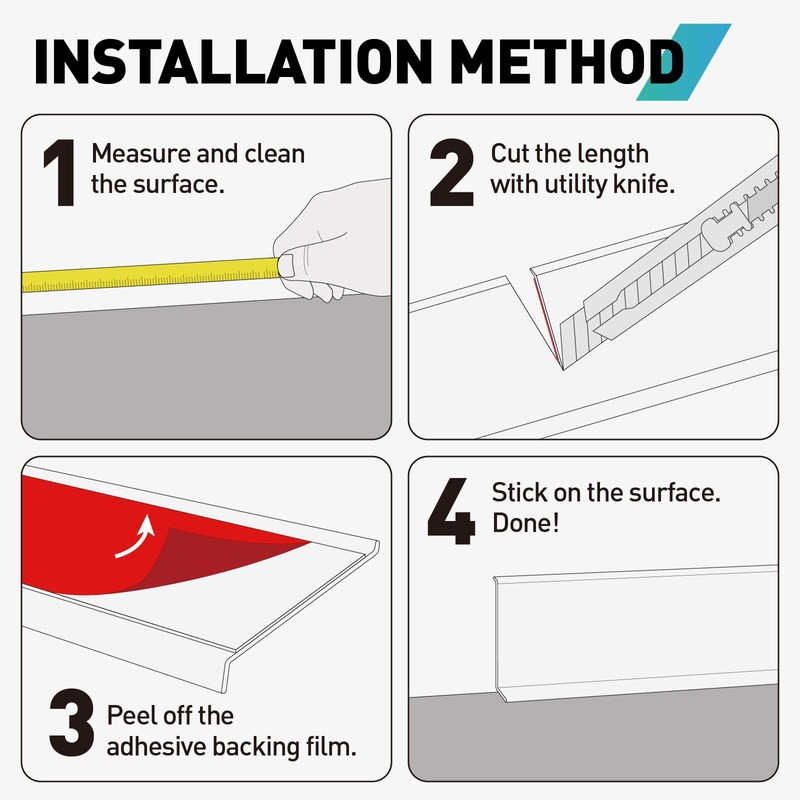 FCSOTSPS Baseboard Trim, 4 Inch(W) x 40 Feet(L) Flexible Baseboard