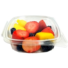 Koda Cup 8 oz. RPET Clear Hinged Deli Meal Prep Fruit Salad Display Food Storage Containers (Pack of 50)