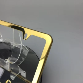 MotorVehicleParts Chevy 4 Holes Powder Coated Gold Stainless Steel License Plate Frame Holder Slim