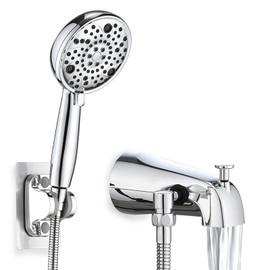 Sperwoesy Slip-On Tub Spout with Diverter, High Pressure 8 Settings Hand Held Shower, All Metal Bathtub Faucet with Sprayer Chrome