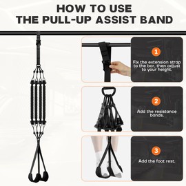 Pull Up Assistance Bands - Adjustable Heavy Duty Pull Up Assist Workout Bands for Men, Women, and Seniors - Resistance Bands for Pull Ups - Pull Up Bar Accessories (Black)