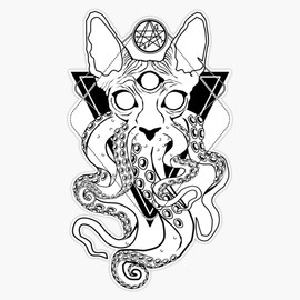 Leyland Designs Cathulhu - The Cosmic Tentacle Cat Sticker Outdoor Rated Vinyl Sticker Decal for Windows, Bumpers, Laptops or Crafts 5"