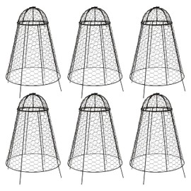 Sunnydaze Chicken Wire Plant Protector Cage - Garden Cloche with Removable Cover - 6 Pack - Protects from Rabbits and Animals