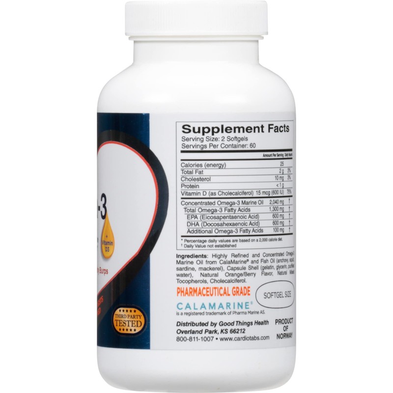 Omega-3 Extra Strength + Vitamin D3, Triglyceride Form, 1300 mg
