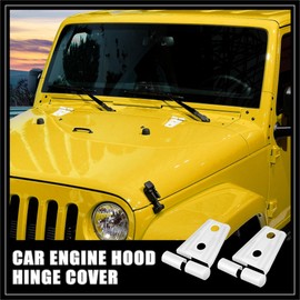 Hihaha 2 Pcs Front Engine Hood Hinge Cover Trim Exterior Accessories Decoration for Jeep Wrangler JK Unlimited Sahara Rubicon 2-Door 4-Door 2007-2018 White Durable Material