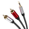 Nanxudyj 3.5mm to 2RCA Audio Cable 12ft,Nylon-Braided 3.5mm AUX to