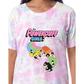 INTIMO The Powerpuff Girls Women's TV Show Tie-Dye Nightgown Pajama Shirt Dress (Medium) Multicolored