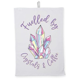 Hippowarehouse Fuelled by crystals and coffee Tea Towel Eco Printed Dish Cloth Kitchen accessory 50cmx70cm 100% Cotton