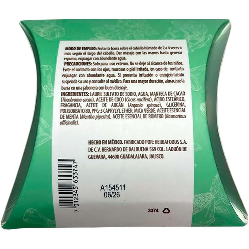 Romenta Champú en Barra Control Grasa con Aceite Esencial de