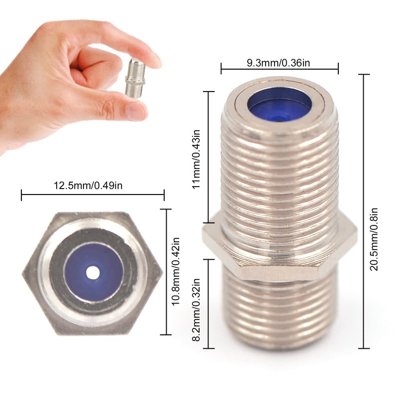 VCE 3GHz Coaxial Cable Connector, RG6 Coax Cable Extender F-Type