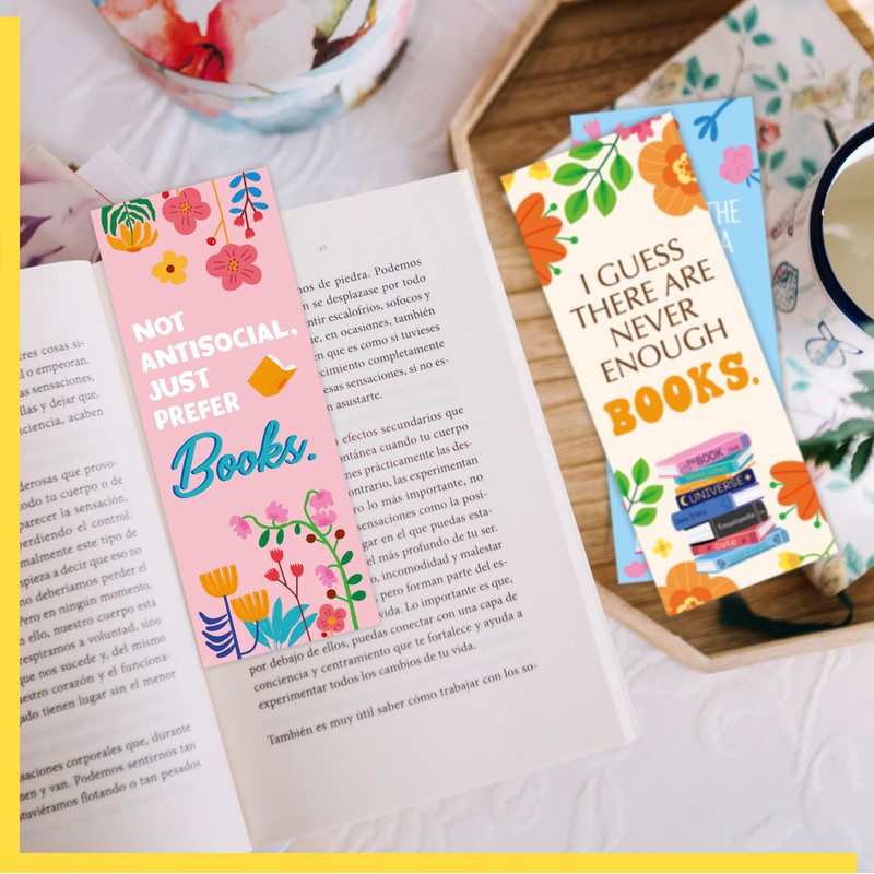 120 PCS Book Lover Bookmarks, 30 Unique Designs Double-Sided Read