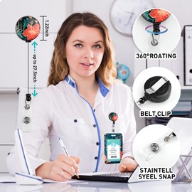 ID Badge Holder with Lanyard, Retractable Badge Holders Reels with Lanyards Adjustable, for Women Kids Teacher Nurses Doctor Student