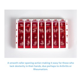 Pivotell Weekly Pill Box - 7 Day (28 Compartments/4 Doses Per Day) Pill Storage with an Innovative Easy Open Roller Shutter