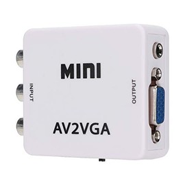 Mini VGA to Video Converter, Composite AV to VGA Adapter, TV Set-Top Box Audio Video Converter (White)