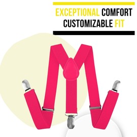 FNA Fashions Mens Ladies Unisex Adjustable Slim Braces Trouser Suspenders Clip On Fancy Dress (Red Tartan)