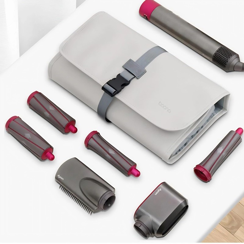 Charinor Dyson Airwrap Travel Bag Storage PU Leather, black, Elegant