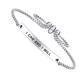 Dainty Cuff Bracelet - I CAN AND I WILL - Encouraging Gifts Jewelry for Women Mantra Gift for Her