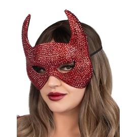 Leg Avenue Rhinestone devil mask, RED, O/S