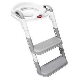 Baño Entrenador con Escalera Infantil Plegable Asiento Acolchado Antideslizante Antisalpicaduras y Ajustable para Sanitario (Gris)