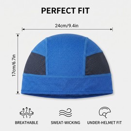 HIPTS 2 Pezzi Sottocasco Moto Estivo e Bici, Cuffia Sottocasco Traspirante Anti Sudore, Bandana Skull Cap per Uomo e Donna, Ideale per Casco Moto e Ciclismo, Nero e Blu