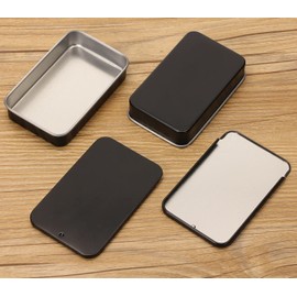 Mini Skater 4Pcs 3.15"x1.97"x0.59"Mini Metal Slide Top Tin Containers, Sliding Cover Push-Pull Tin Box,Portable Slide Cover Storage Box for Wedding Jewelry Lip Balm Container Cosmetic Organizer(Black)