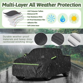 Truck Car Cover for 2021-2025 Ford Maverick, 210T Sun Rain UV Dust Snow Protection Waterproof 4.5 Feet Bed Pickup Covers with Zipper Door & Windproof Bands for Ford Maverick XL/XLT/Lariat-(Black)