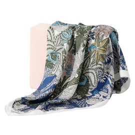 Rose ISLAND Scarf Gift Box Set, 35.4 x 35.4 inches (90 x 90 cm), Large Size, Great as a Gift for Soap Flowers, Mother's Day, Birthdays, Anniversaries, etc. Popular Gift, Silk Stole with Elegant