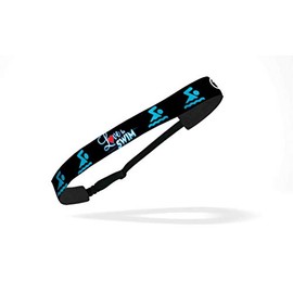 RAVEbandz! Women’s Adjustable Elastic Headbands – (Love to Swim) - for Fashion or Workouts - Non Slip Velvet Lined 1 Inch (Black)