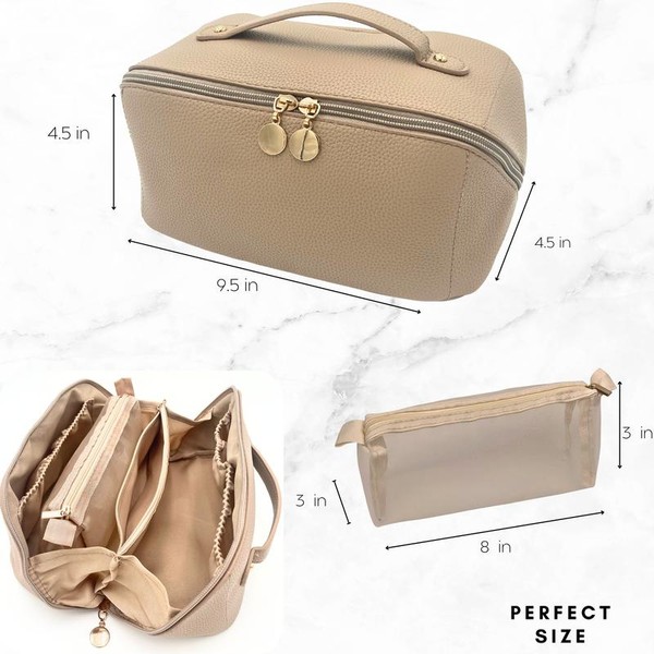 Large Capacity Travel Cosmetic Bag, Travel Makeup Bag, Opens Flat