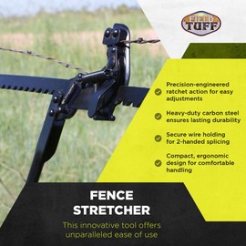 Field Tuff Fence Stretcher with Ratchet Action for High Tensile, Barbed Wire, or Smooth Wire, Holds Wire Securely for 2 Handed Splicing, Black