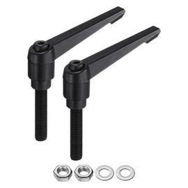 QUARKZMAN Set of 2 Lever Adjustable Handles M10 x 50 mm Metric Thread with Nuts Washers, Level Clamping Grip Set, Hand Pin Knobs, Twist Grip Handles Bolts with Locking Lever
