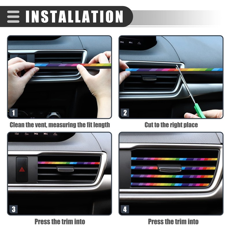 X AUTOHAUX Universal Car Air Vent Outlet Strip Trims, PVC,