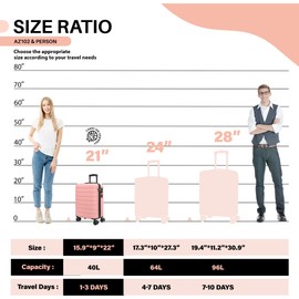 AnyZip Carry On Luggage 21" Hardside PC ABS Lightweight USB Suitcase with Wheels TSA Lock for kids Pink