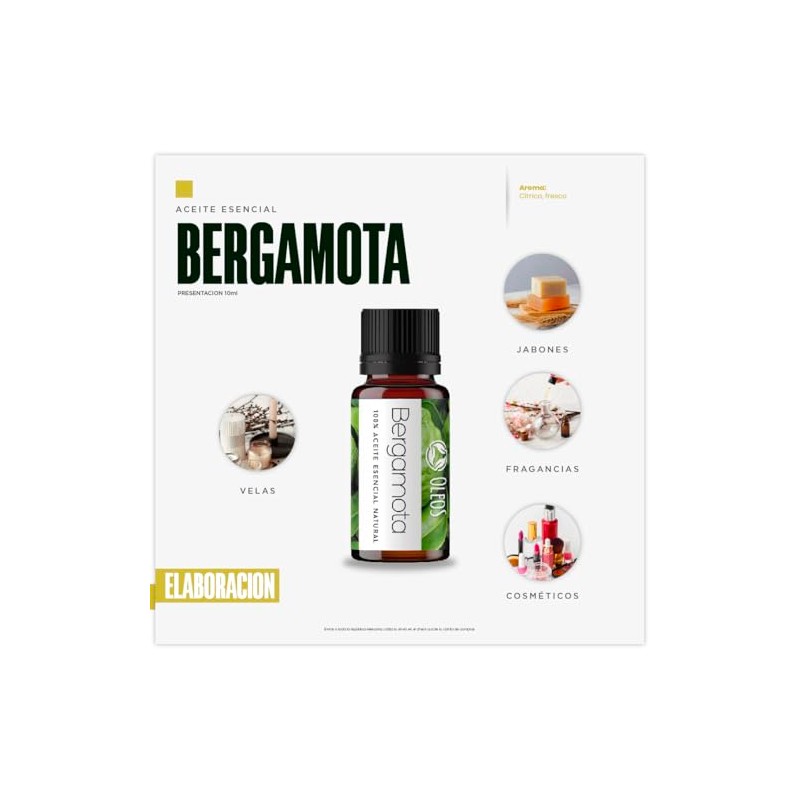 VIDA SCENTS OLEOS Aceite Esencial de Bergamota 10 ML 100%