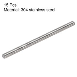 sourcing map 15Pcs M6 x 100mm Fully Threaded Rod 304 Stainless Steel Right Hand Threads,M6-1.0 Thread Pitch