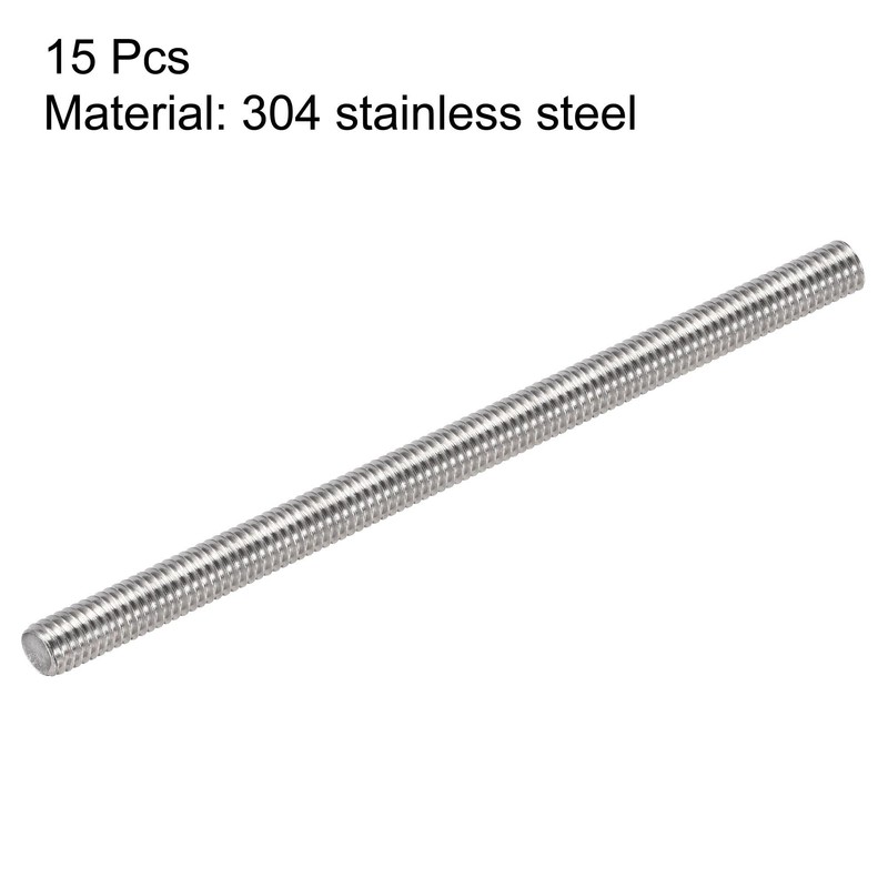 sourcing map 15Pcs M6 x 100mm Fully Threaded Rod 304