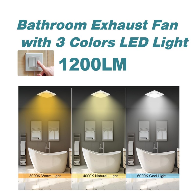 yanliangvich Bathroom Exhaust Fan with Light, 10 Inch Exhaust Fan