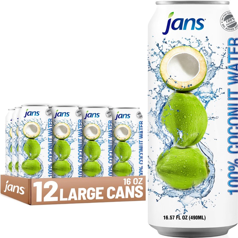 Jans Coconut Water, No Sugar Added (12-Pack 16.57 Fl Oz)