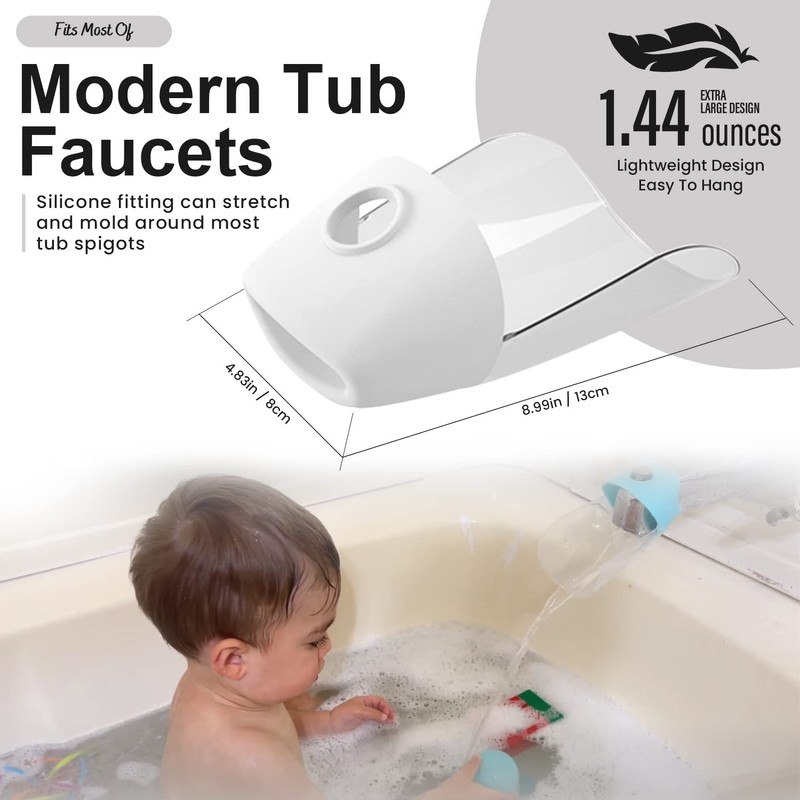 Bath Helper - Bath Tub Faucet Extender - Guides Water