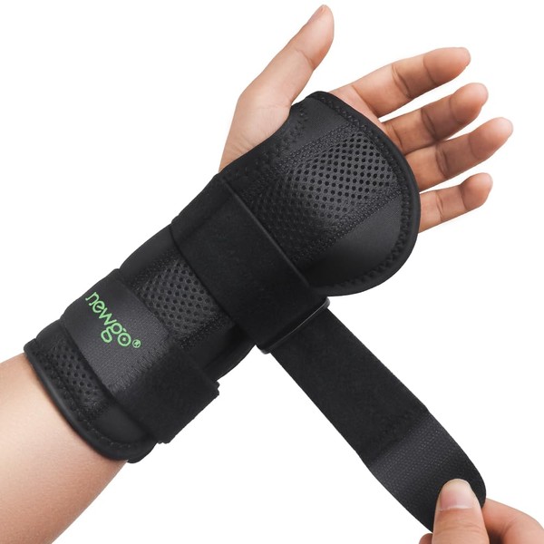 NEWGO Carpal Tunnel Wrist Support with Metal Stabilisers - for Carpal Tunnel Syndrome, Wrist Bandages Soft Pads for Women Men, Wrist Splint Tendinitis, Sprain Recovery