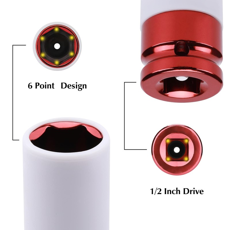 EMENTOL 7PCS 1/2" Drive Thin Wall Deep Wheel Protector Impact