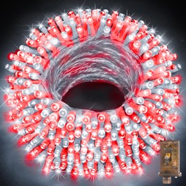 KNONEW 403ft 1000 LED Christmas String Lights Outdoor 8 Modes & Timer Fairy Light Plug in Waterproof for Xmas Yard Tree Wedding Party Holiday Decorations (Red and White)