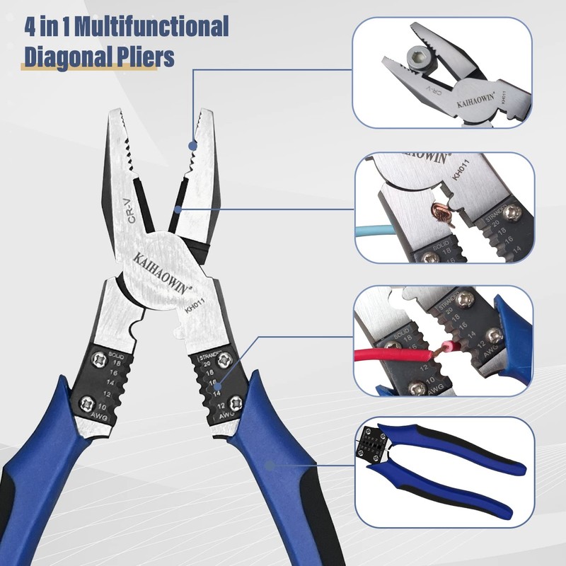 KAIHAOWIN 8.7 inches (220 mm) Pliers, Strong Pliers, Power Pliers,